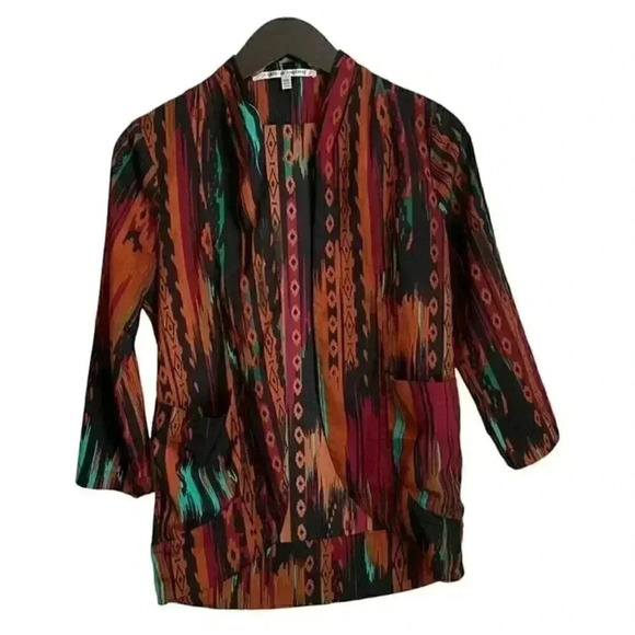 Collective Concepts Women's Sheer Blazer Size XS Southwestern Print Boho Western - Picture 1 of 6
